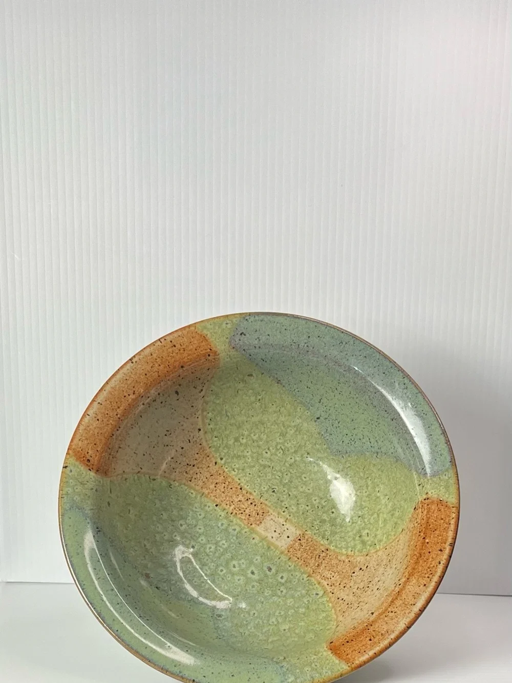 Art Pottery Speckled Ceramic Glazed Handmade 10” Bowl Signed